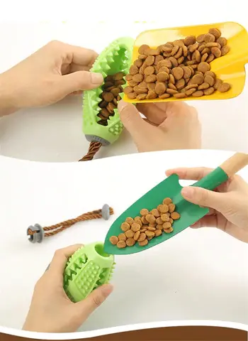 Two ways to input food into a Chewing Toy