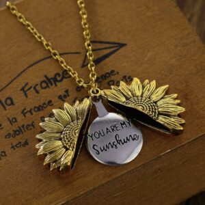 You Are My Sunshine Sunflower Necklace Open details