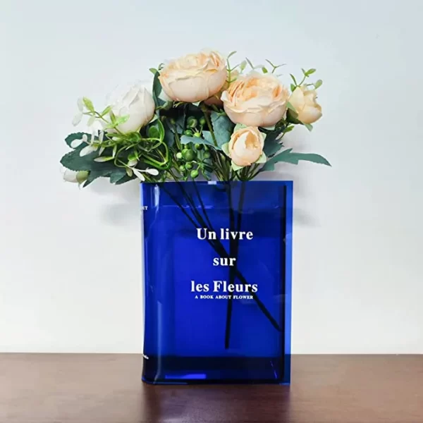 Unique Acrylic Book Vase blue